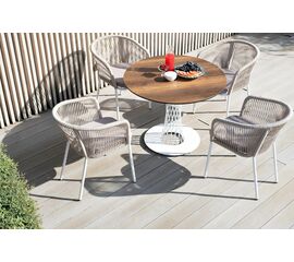 "Диего" обеденная группа на 4 персоны, круглый стол "дуб", цвет бежевый | Интернет магазин мебели и декора LifeDekor