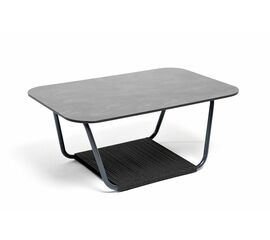 "Гранада" журнальный стол 90х60см из HPL, цвет "серый гранит", каркас темно-серый (RAL7024) муар, роуп темно-серый круглый | Интернет магазин мебели и декора LifeDekor