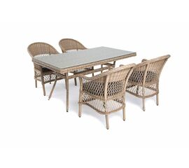 "Амароне" обеденная группа из искусственного ротанга на 4 персоны, цвет соломенный | Интернет магазин мебели и декора LifeDekor