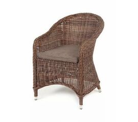 "Равенна" плетеное кресло из искусственного ротанга, цвет коричневый с серой подушкой | Интернет магазин мебели и декора LifeDekor