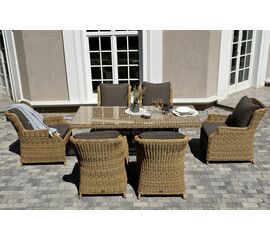 "Неаполь" обеденная группа плетеная из искусственного ротанга, цвет соломенный | Интернет магазин мебели и декора LifeDekor