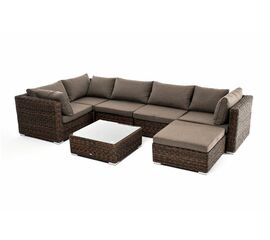 "Лунго" трансформирующаяся лаунж-зона из искусственного ротанга (гиацинт), цвет коричневый | Интернет магазин мебели и декора LifeDekor