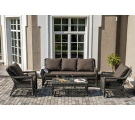 "Гранд Латте" лаунж-зона из искусственного ротанга, цвет графит | Интернет магазин мебели и декора LifeDekor