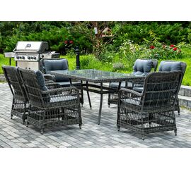 "Цесена" обеденная группа плетеная из искусственного ротанга, цвет графит | Интернет магазин мебели и декора LifeDekor