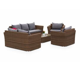 "Капучино Дабл" лаунж-зона из искусственного ротанга, цвет коричневый | Интернет магазин мебели и декора LifeDekor