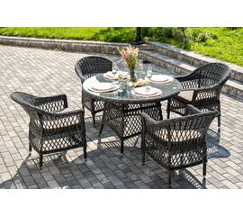 "Дольче" обеденная группа из искусственного ротанга, цвет графит | Интернет магазин мебели и декора LifeDekor
