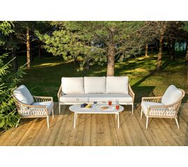 "Венеция" лаунж-зона из искусственного ротанга, цвет соломенный | Интернет магазин мебели и декора LifeDekor