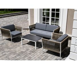 "Касабланка" лаунж-зона плетеная из роупа 4-местная, цвет серый | Интернет магазин мебели и декора LifeDekor