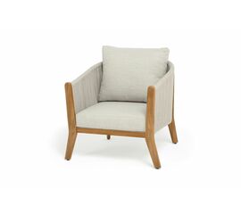 "Сидней" кресло плетеное из роупа, основание тик, каркас алюминий бежевый, роуп бежевый, ткань бежевая | Интернет магазин мебели и декора LifeDekor