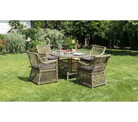 "Доппио" обеденная группа плетеная, цвет соломенный | Интернет магазин мебели и декора LifeDekor