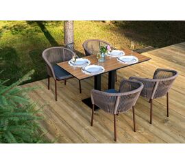 "Каффе Дабл" обеденная группа на 4 персоны, цвет "дуб" | Интернет магазин мебели и декора LifeDekor