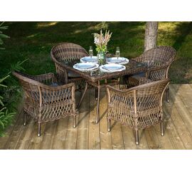 "Сицилия" обеденная группа плетеная, цвет коричневый | Интернет магазин мебели и декора LifeDekor