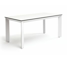 "Венето" обеденный стол из HPL 160х80см, цвет молочный, каркас белый | Интернет магазин мебели и декора LifeDekor