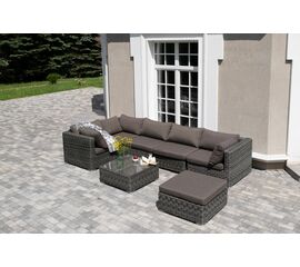 "Лунго" трансформирующаяся лаунж-зона из искусственного ротанга, цвет графит | Интернет магазин мебели и декора LifeDekor