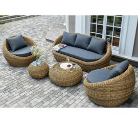 "Барселона" лаунж-зона из искусственного ротанга, цвет соломенный | Интернет магазин мебели и декора LifeDekor