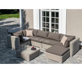 "Лунго" трансформирующаяся лаунж-зона из искусственного ротанга, цвет бежевый | Интернет магазин мебели и декора LifeDekor