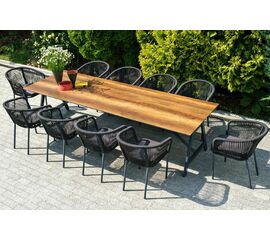 "Куба" обеденная группа на 10 персон, стол HPL "дуб", круглый роуп | Интернет магазин мебели и декора LifeDekor