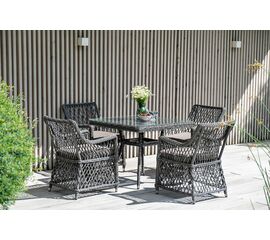 "Айриш" обеденная группа плетеная на 4 персоны, цвет графит | Интернет магазин мебели и декора LifeDekor