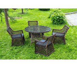 "Доппио" обеденная группа плетеная, цвет коричневый | Интернет магазин мебели и декора LifeDekor