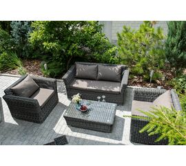 "Капучино Сингл" лаунж-зона из искусственного ротанга, цвет графит | Интернет магазин мебели и декора LifeDekor