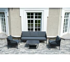 "Канны" лаунж-зона 5-местная плетеная из роупа (веревки), цвет темно-серый | Интернет магазин мебели и декора LifeDekor