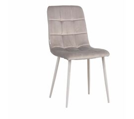 Стул LUCAS велюр серо-бежевый, каркас круглый белый | Интернет магазин мебели и декора LifeDekor