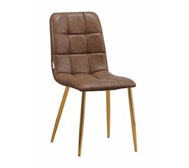 Стул LUCAS экокожа светло-коричневый, каркас круглый золото | Интернет магазин мебели и декора LifeDekor