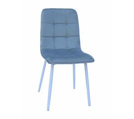 Стул LUCAS велюр серо-голубой, каркас круглый белый | Интернет магазин мебели и декора LifeDekor