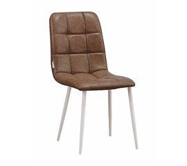 Стул LUCAS экокожа светло-коричневый, каркас круглый белый | Интернет магазин мебели и декора LifeDekor