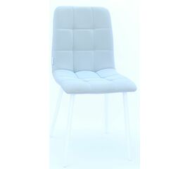 Стул LUCAS экокожа светло-серый, каркас круглый белый | Интернет магазин мебели и декора LifeDekor