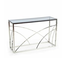 Консольный столик AURORA прозрачное стекло 120*40*78, каркас серебро | Интернет магазин мебели и декора LifeDekor