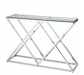 Консольный столик LIVIA прозрачное стекло 120*40, каркас хром | Интернет магазин мебели и декора LifeDekor