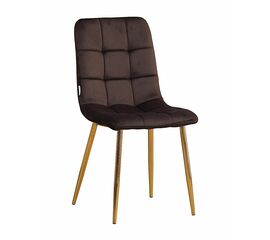 Стул LUCAS велюр шоколад, каркас круглый золотой | Интернет магазин мебели и декора LifeDekor