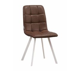 Стул LUCAS экокожа коричневый, каркас квадрат белый | Интернет магазин мебели и декора LifeDekor