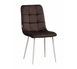 Стул LUCAS велюр шоколад, каркас круглый белый | Интернет магазин мебели и декора LifeDekor