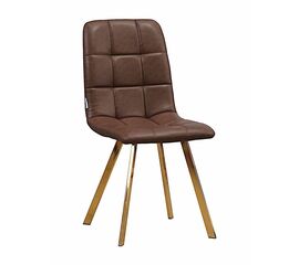 Стул LUCAS экокожа коричневый, каркас квадрат золото | Интернет магазин мебели и декора LifeDekor