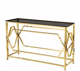 Консольный столик ESCADA тонированное стекло 140*40, каркас золото | Интернет магазин мебели и декора LifeDekor