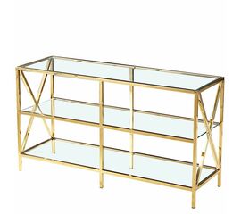 Консольный столик VANESSA прозрачное стекло 140*45, каркас золото | Интернет магазин мебели и декора LifeDekor