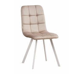 Стул LUCAS велюр серо-бежевый, каркас квадрат белый | Интернет магазин мебели и декора LifeDekor