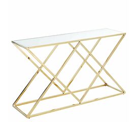 Консольный столик LIVIA прозрачное стекло 140*40, каркас золото | Интернет магазин мебели и декора LifeDekor