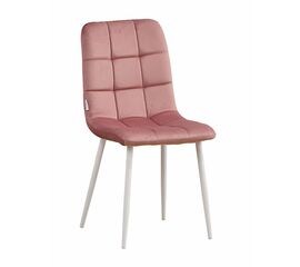 Стул LUCAS велюр пыльно-розовый, каркас круглый белый | Интернет магазин мебели и декора LifeDekor