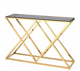 Консольный столик LIVIA тонированное стекло 120*40, каркас золото | Интернет магазин мебели и декора LifeDekor