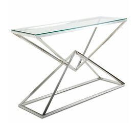 Консольный столик SABINE прозрачное стекло 120*40*78, каркас хром | Интернет магазин мебели и декора LifeDekor