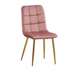 Стул LUCAS велюр пудрово-розовый, каркас круглый золотой | Интернет магазин мебели и декора LifeDekor