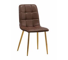 Стул LUCAS экокожа коричневый, каркас круглый золото | Интернет магазин мебели и декора LifeDekor