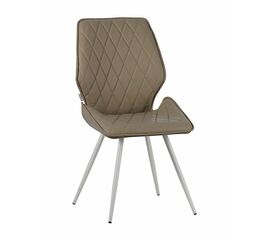 Стул OSTIN экокожа бежевый, каркас круглый белый | Интернет магазин мебели и декора LifeDekor