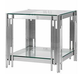 Столик журнальный CONTI прозрачное стекло 55*55*55, каркас серебро | Интернет магазин мебели и декора LifeDekor