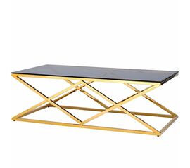 Столик журнальный SYMPHONY тонированное стекло 120*60*40, каркас золото | Интернет магазин мебели и декора LifeDekor