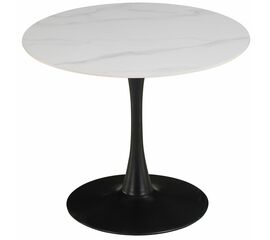 Стол керамический ARIEL-2K SQT-2K белый D90, каркас черный | Интернет магазин мебели и декора LifeDekor