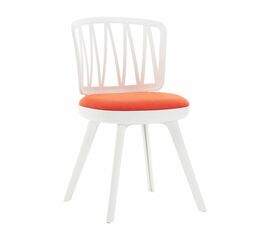 Стул пластиковый VIOLA белый с оранжевой подушкой | Интернет магазин мебели и декора LifeDekor